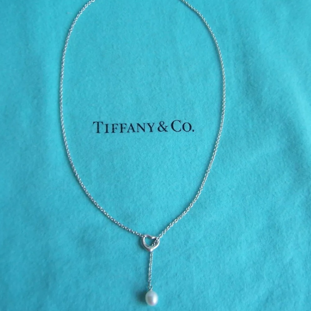 Tiffany & Co. Elsa Peretti "Open Heart" Pearl Lariat Necklace